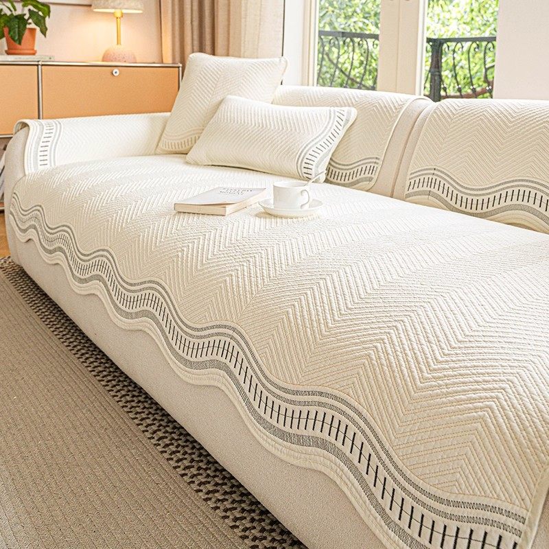 奶油风不规则异形雪尼尔沙发垫四季通用防滑沙发坐垫2025新款盖布