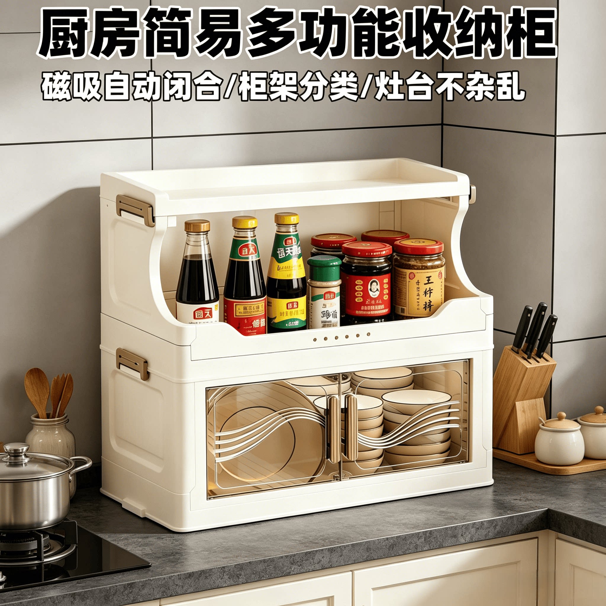 厨房小碗柜家用多层落地收纳柜餐具碗筷碗盘碗碟置物架放碗储物柜