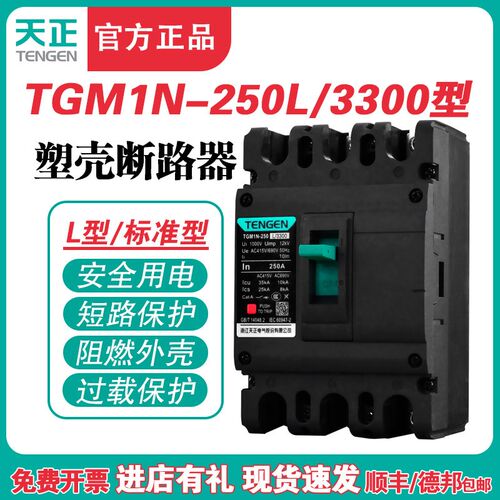 TENGEN天正电气 TGM1N-250L/3300 250A塑壳断路器225a空开200a 3P