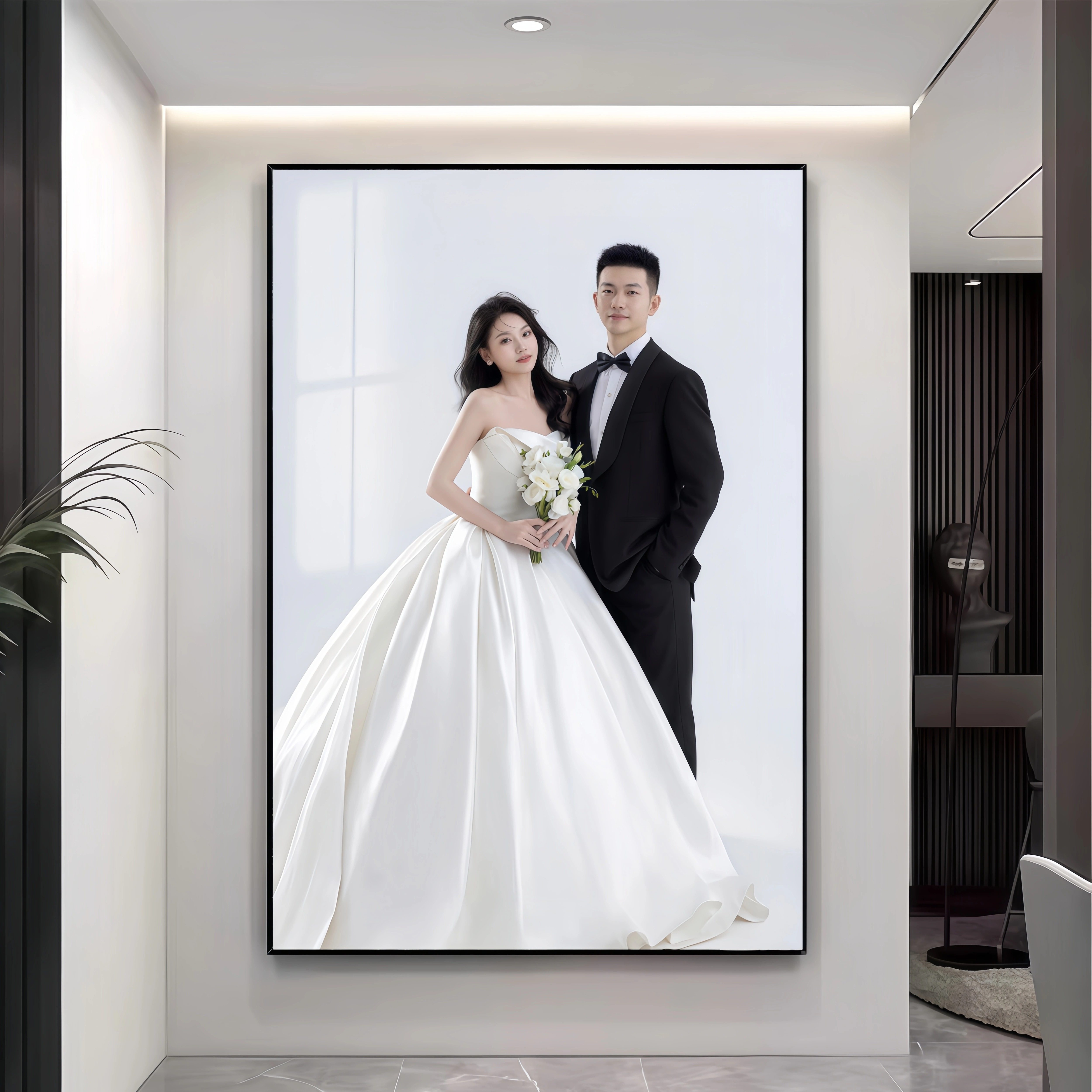 定制婚纱照挂墙洗照片做成相框床头结婚照水晶冲印放大挂画精修