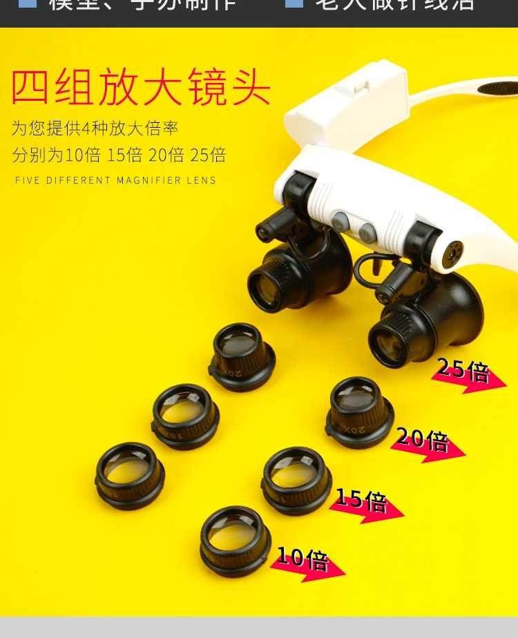 拜斯特维修放大镜25倍20倍15倍10倍头戴式带灯电子钟表手工雕刻
