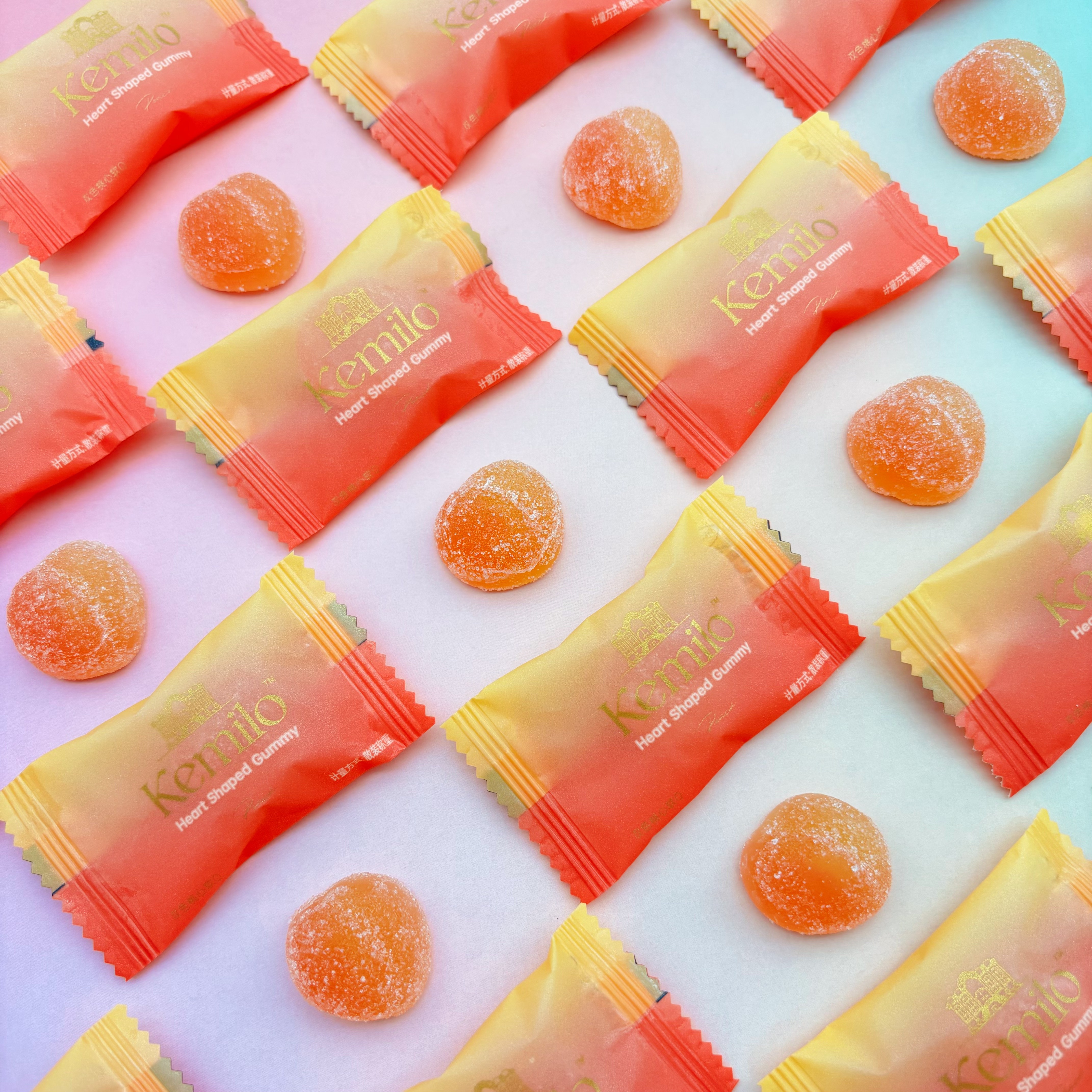 KEMILO双色桃心软Q白桃味软糖结婚喜糖婚糖招待糖果休闲小零食