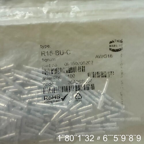 HARTING母针，型号R15-BU-C，AWG18规格