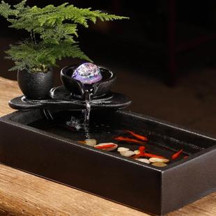 创意流水生财循环水招财办公室桌面装 饰品茶几喷泉小摆件开业礼物