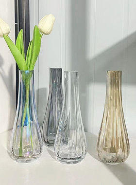 一支花玻璃花透明插花玫瑰客厅软装花器欧式简约婚庆花器摆件