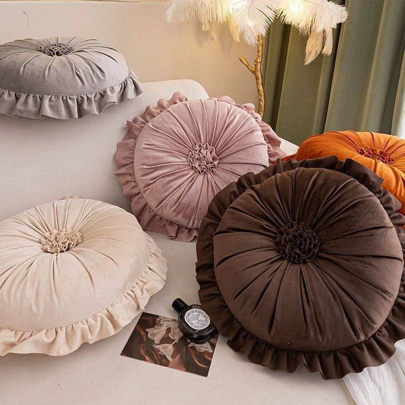 荷叶花边抱枕圆形花朵公室靠垫南瓜床头靠枕北欧风民宿沙发装饰,居家布艺,靠垫/抱枕,淘宝优惠券,粉丝福利购,淘宝优惠卷