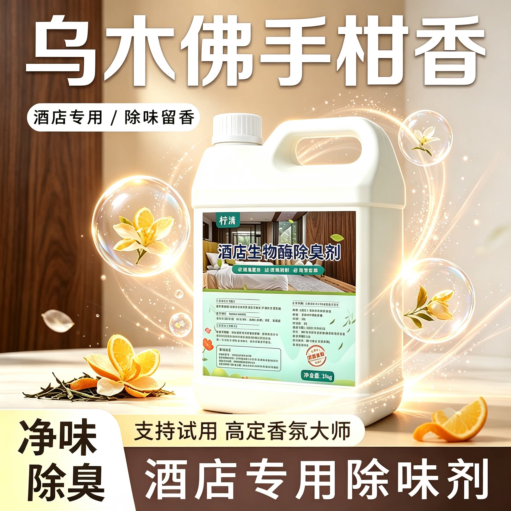 乌木佛手柑香生物酶除味剂分解臭味酒店专用厕所去异味生物酶除臭