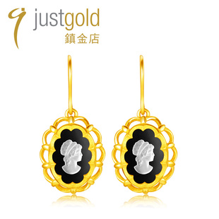 justgold鎮金店女皇黄金足金耳钉耳环 大方时尚个性1321431Y