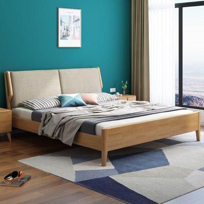 北欧现代简约实木床1.8米主卧双人床1.2原木风1.5米小户型单人床