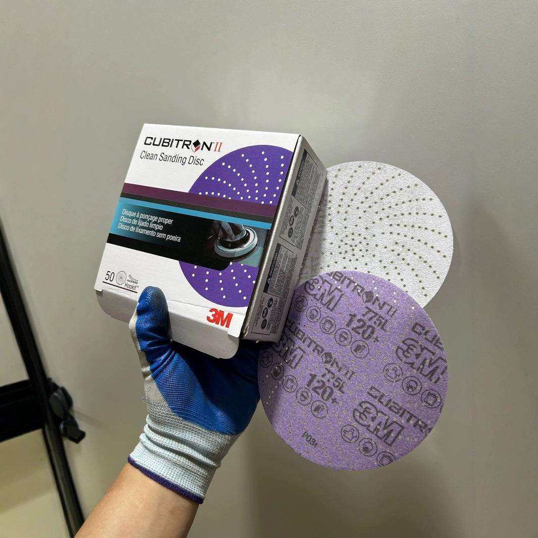 3M 775L紫色旋风6寸干磨砂纸 150mm多孔汽车钣金腻子打磨圆形植绒