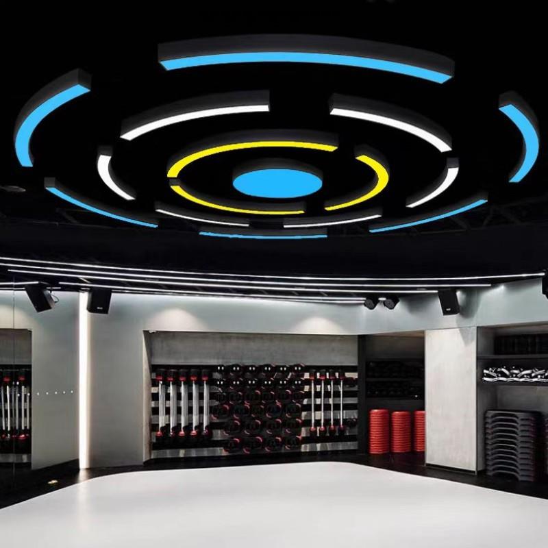 LED圆弧形吊灯圆形圆环网咖健身房灯商场超市工业风造型灯具灯带