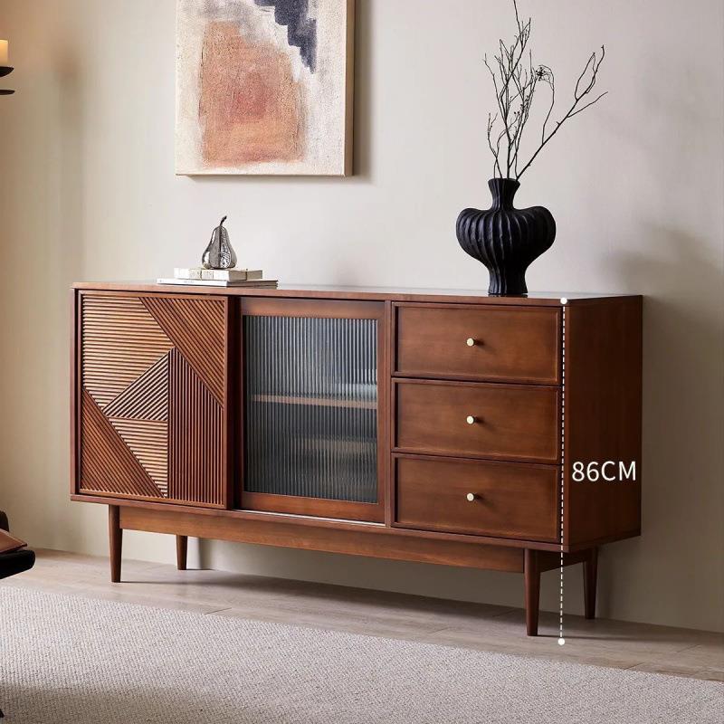 北欧中古实木餐边柜复古简约收纳边柜茶水现代客厅置物柜靠墙斗柜