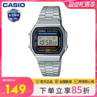 卡西欧手表男复古小方块小银块学生运动防水女表电子表A168WA
