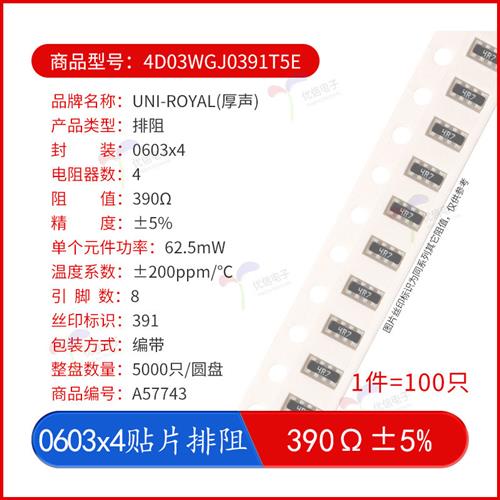 1206(0603*4)贴片排阻 5% 0R100R1K2K3.3K4.7K5.1K10K68K100K1M