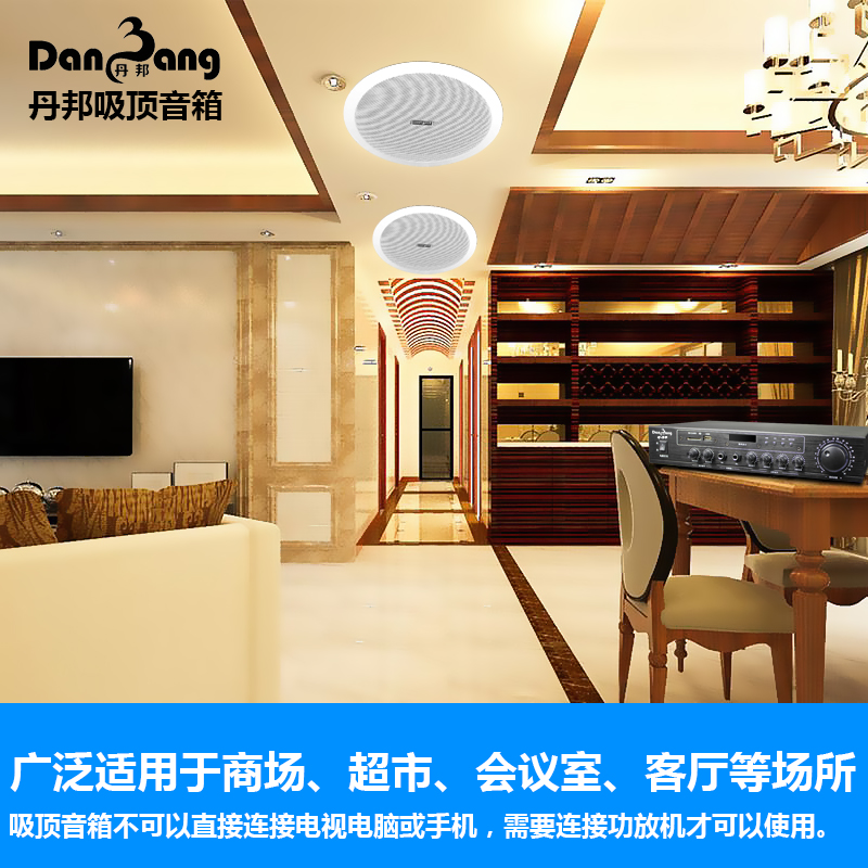 65寸防水同i轴高低音吸顶天花板背景音乐系统无源定阻喇叭音箱响