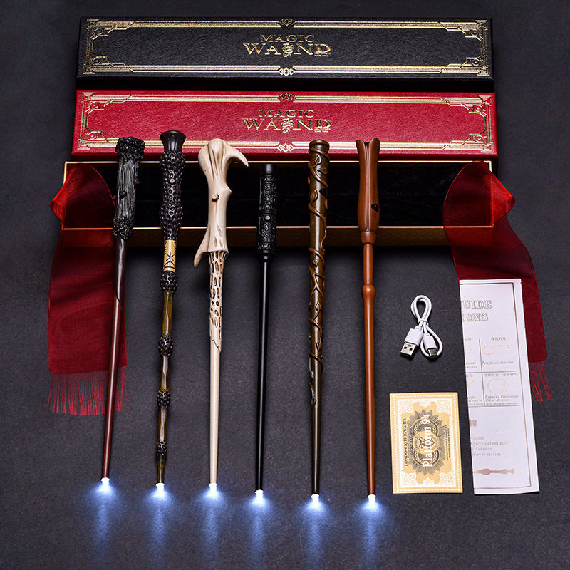 哈利魔杖 波特精雕可充电发光魔法棒 伏地魔赫敏魔杖USB接口LED灯图片