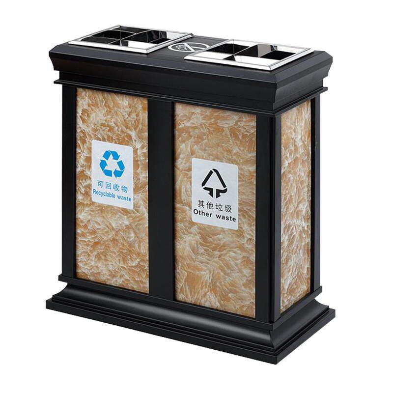不锈钢皇家分类市政干湿垃圾桶商场机场地铁物业银行室内垃圾桶
