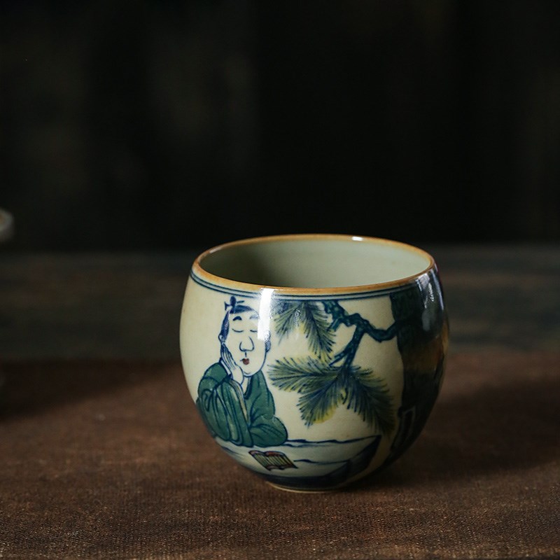 禅宗覆古茶杯f大师杯纯手绘功夫茶具单杯景德镇陶瓷150ml