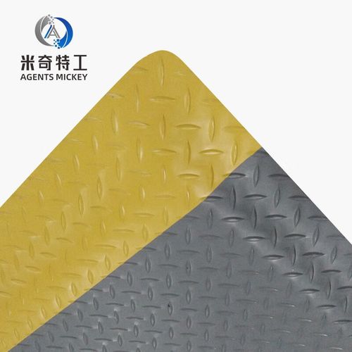 米奇特工地垫防静电耐磨流水线疲劳防滑垫灰底黄边0.9XM*0.6M