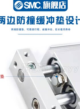 SMC双联滑台气缸CXSW32-10/20/3z0/40/50/75/100/125双轴双头气缸