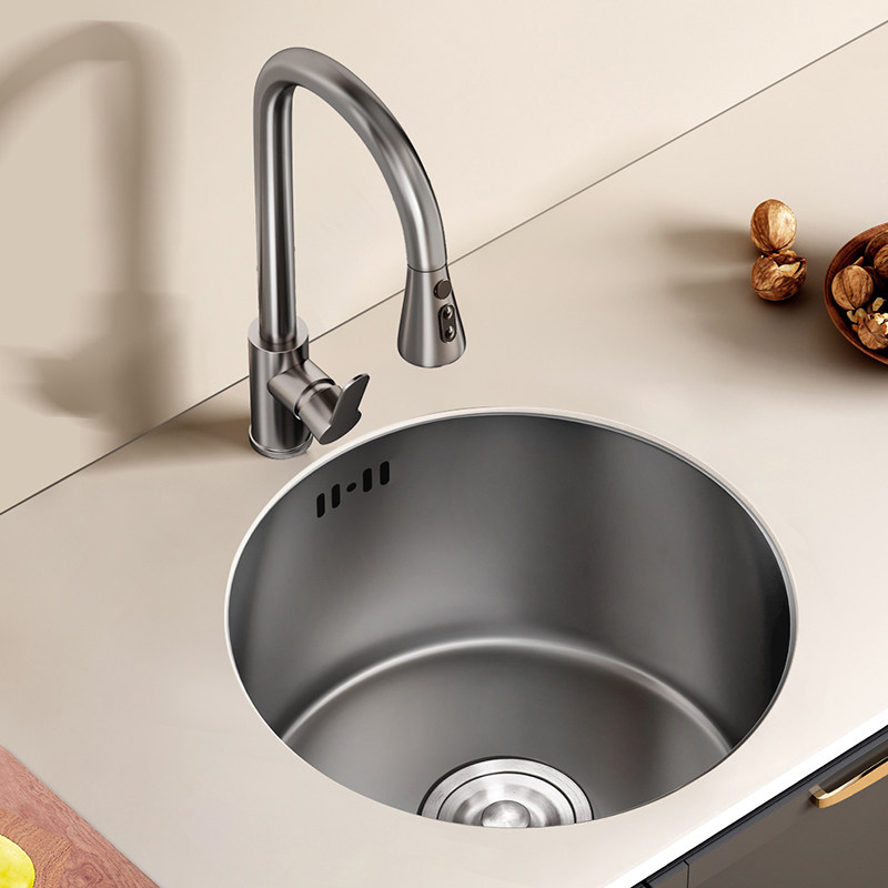 枪灰圆形水槽槽中岛吧台西厨迷你小水池304不锈钢洗菜盆台下盆,搬运/仓储/物流设备,机械式停车设备（立体停车库）,淘宝优惠券,粉丝福利购,淘宝优惠卷