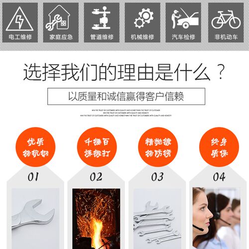 呆扳手开口8-10固定叉口扳手套装双头12-14-17-19-10号板手