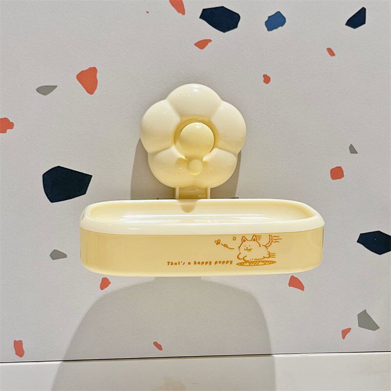 可爱卡通肥皂盒双层免打孔沥水壁挂吸盘香皂盒卫生间网红款高颜值