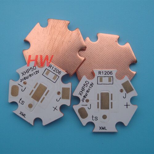 新款CREE XML T6U2 XHP50 6V/12V 20mm镀金热电分离六角紫铜基板