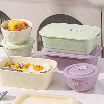 陶瓷饭盒微波炉专j用上班族分格饭盒带盖子学生微波炉加热可携式
