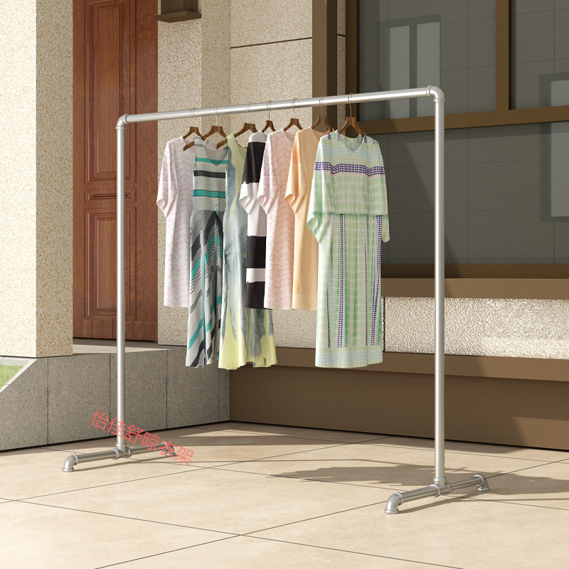 单杆晾衣架加厚不j锈镀锌水管室内外户外挂衣架落地阳台钢管晒被