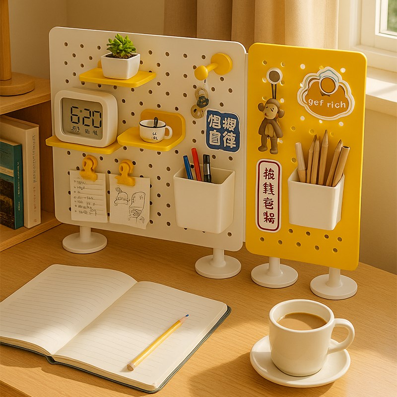 免打孔置物架收纳工位立式洞洞板书桌架金属学习办公桌上书架桌面