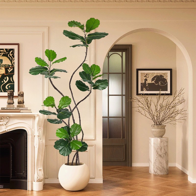 仿真绿植琴叶榕客厅落地大型装饰盆栽室内高级感盆V景摆件树假植