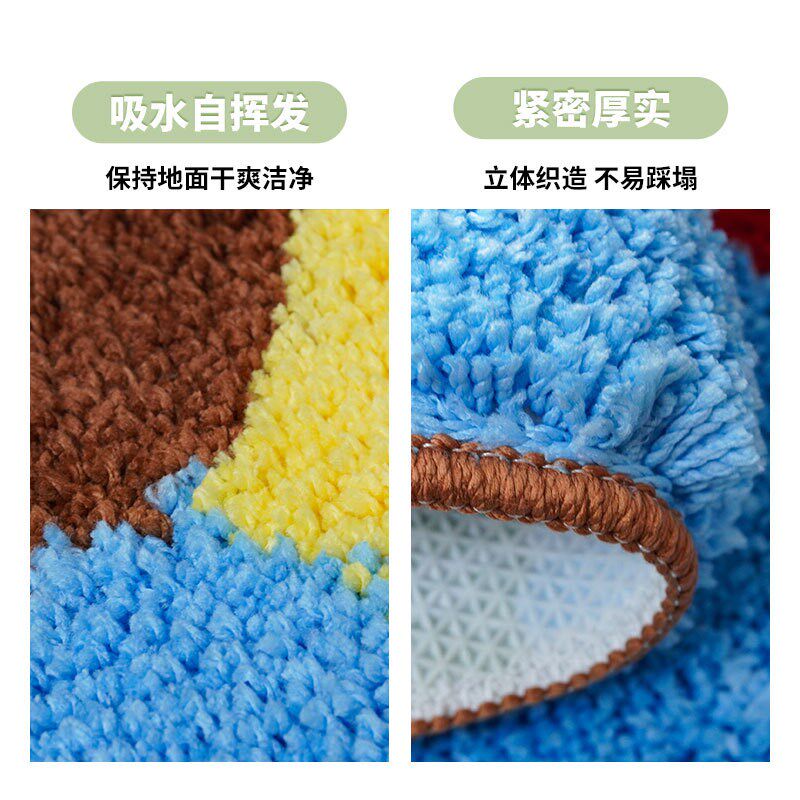 波点小狗植绒地毯儿童垫卧室簇绒地毯客厅地毯机织小红帽小狗地毯