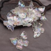60mm亚克力AB彩凤尾蝶新娘装 饰头饰DIY发饰配件手机链车挂材料