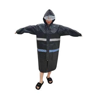 反雨衣成人连体环卫雨衣勤长风衣 荧光光绿长风衣加厚牛执津布长款