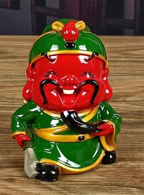 关公财神摆件小号武财神招财桌面汽车车内家居客厅卡通可爱装饰品