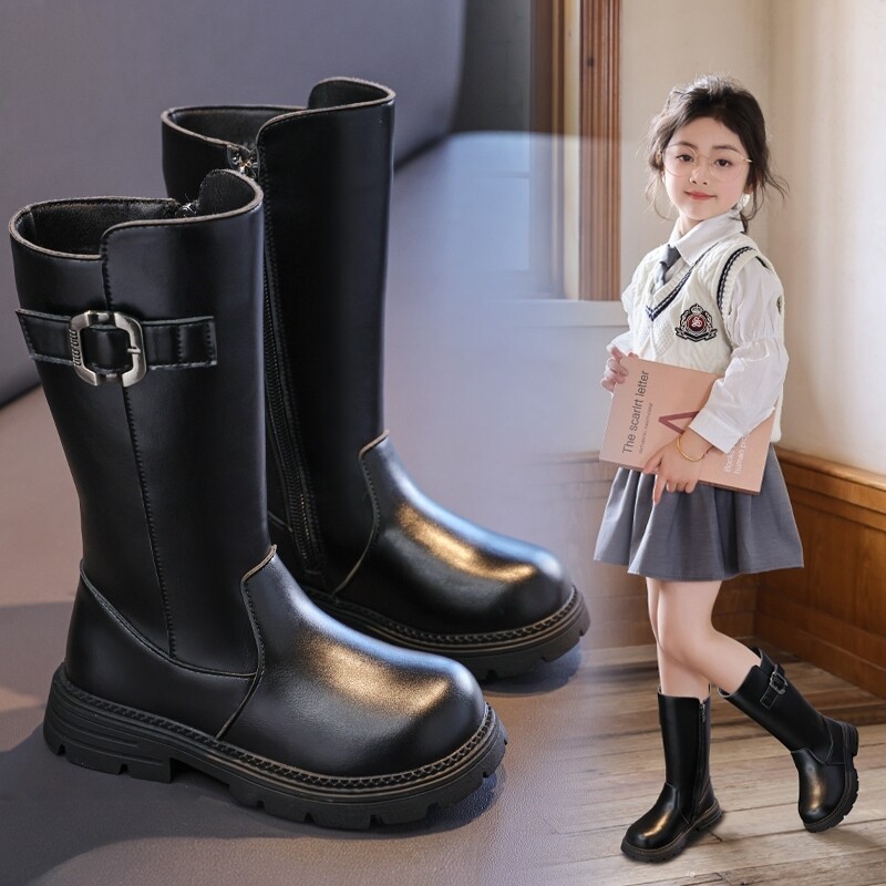 女童中筒靴冬季新款公主骑士靴