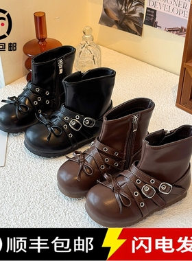 女童马丁靴秋冬新款儿童复古皮靴洋气小女孩时尚公主靴防滑短靴子