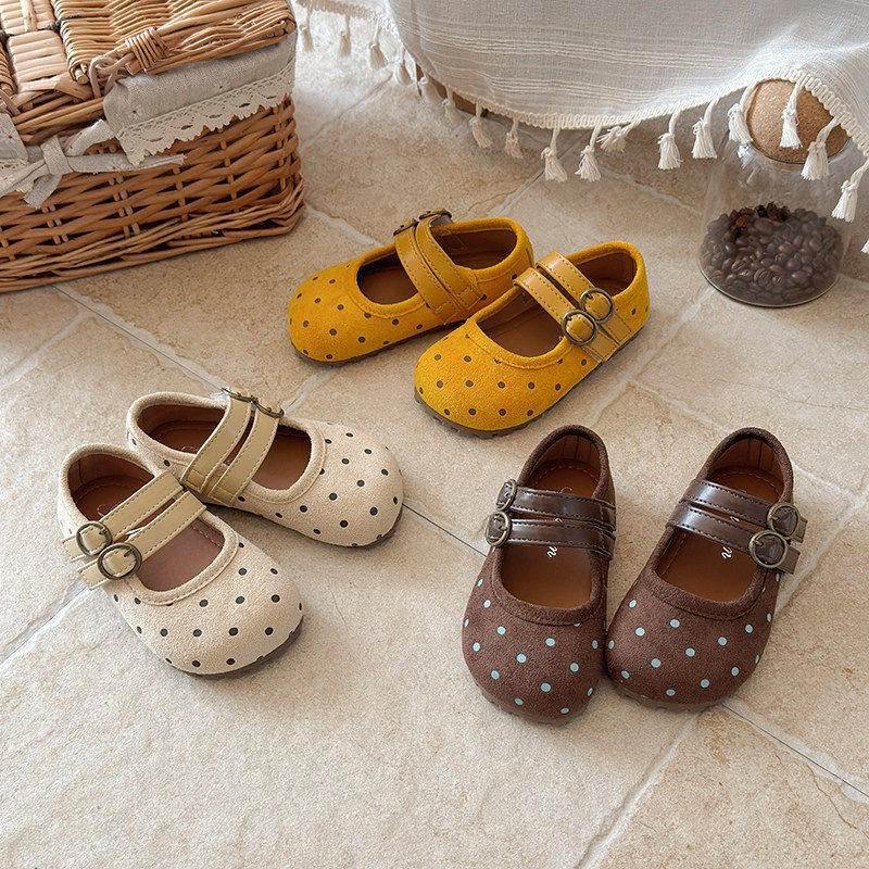 真皮女童小皮鞋2026春秋新款休闲公主鞋软底波点豆豆鞋学院风单鞋