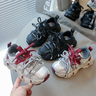 真皮女童老爹鞋2026春秋新款儿童透气运动鞋防滑百搭休闲跑步鞋子