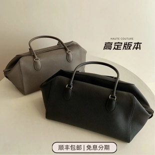 高定ROW EW Bowling Bag 定制进口荔枝纹小牛皮大号保龄球通勤包