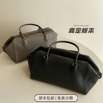 高定ROW EW Bowling Bag 定制进口荔枝纹小牛皮大号保龄球通勤包