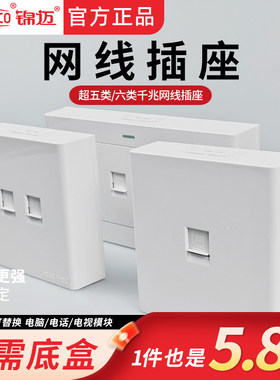 86型明装网线插座超五类六类面板
