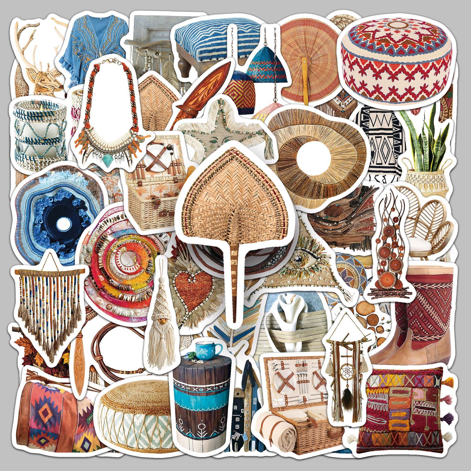 100张波西米亚ins风贴纸复古艺术彩绘涂鸦diy手帐册防水装饰