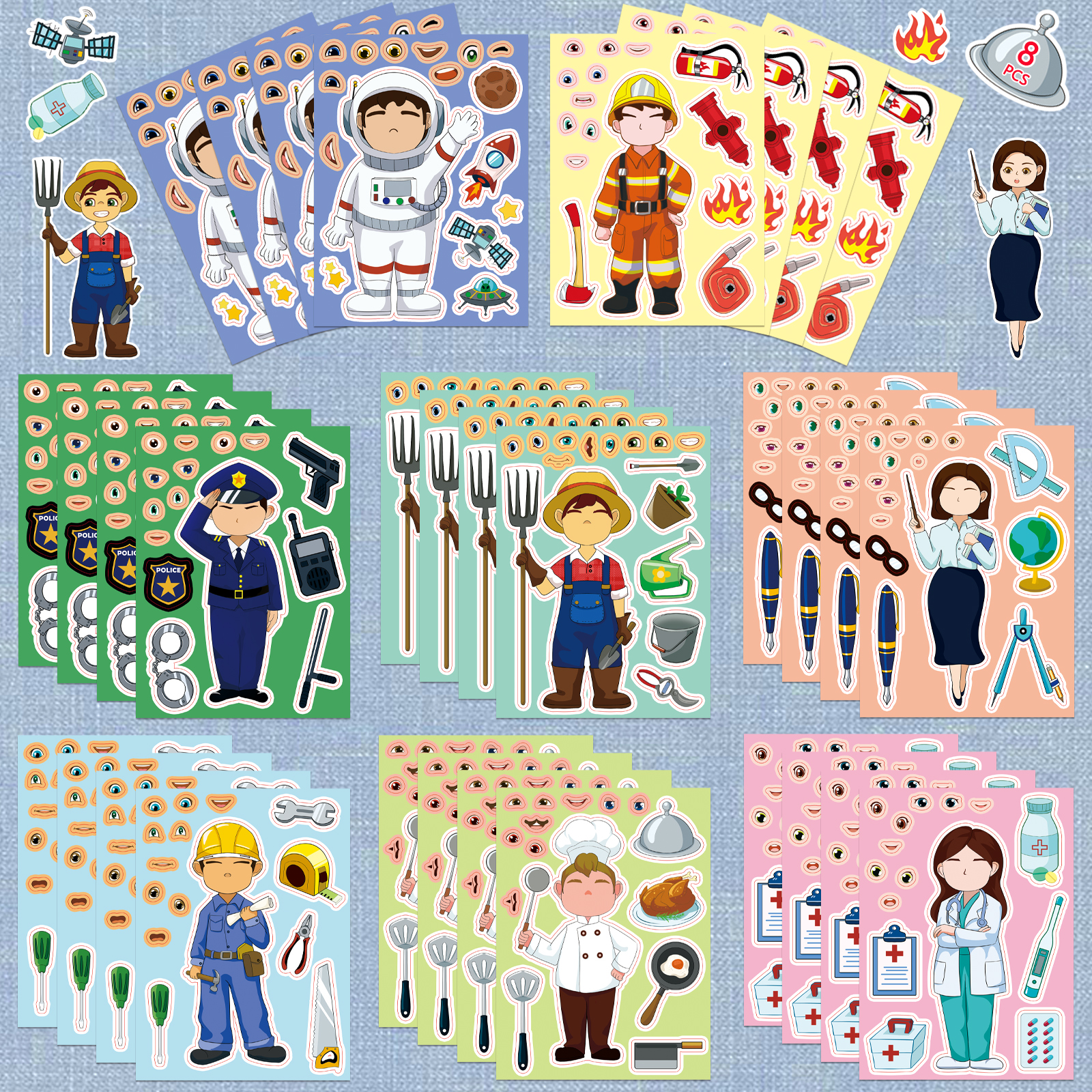 8张拼图贴纸亲子互动儿童益智DIY