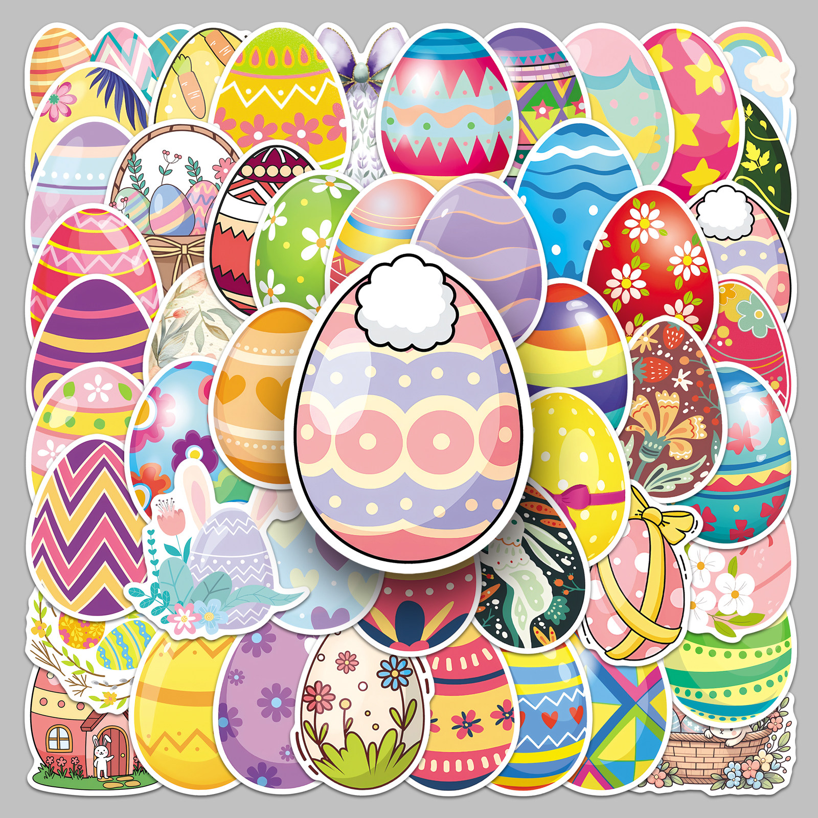 100张复活节彩蛋兔子贴纸儿童卡通可爱鸡蛋小清新节日装饰防水笔记
