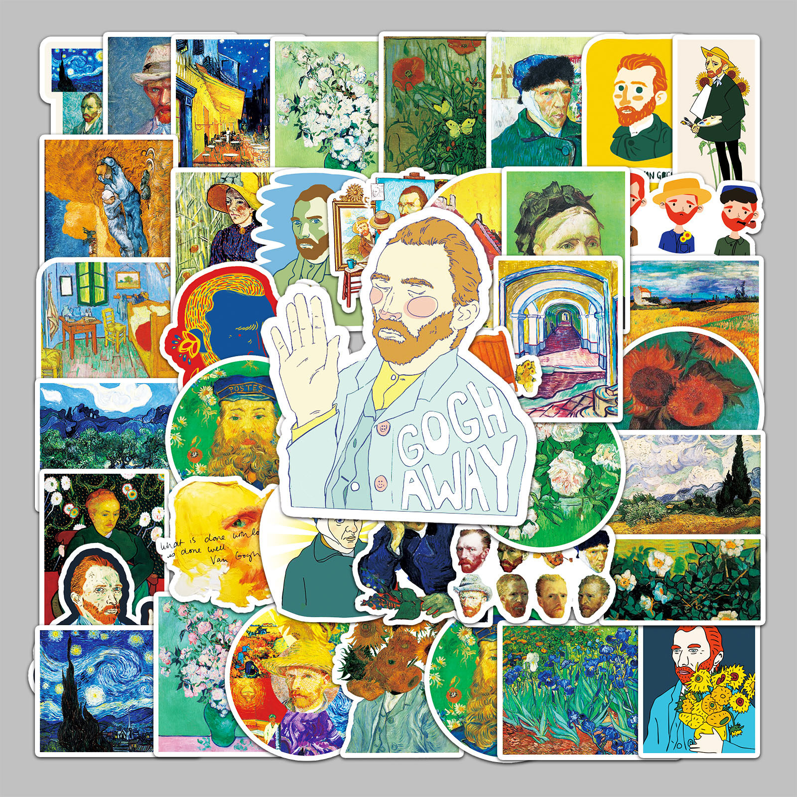 100张梵高贴纸艺术创意油画作品ins风文艺图案装饰贴画行李箱笔