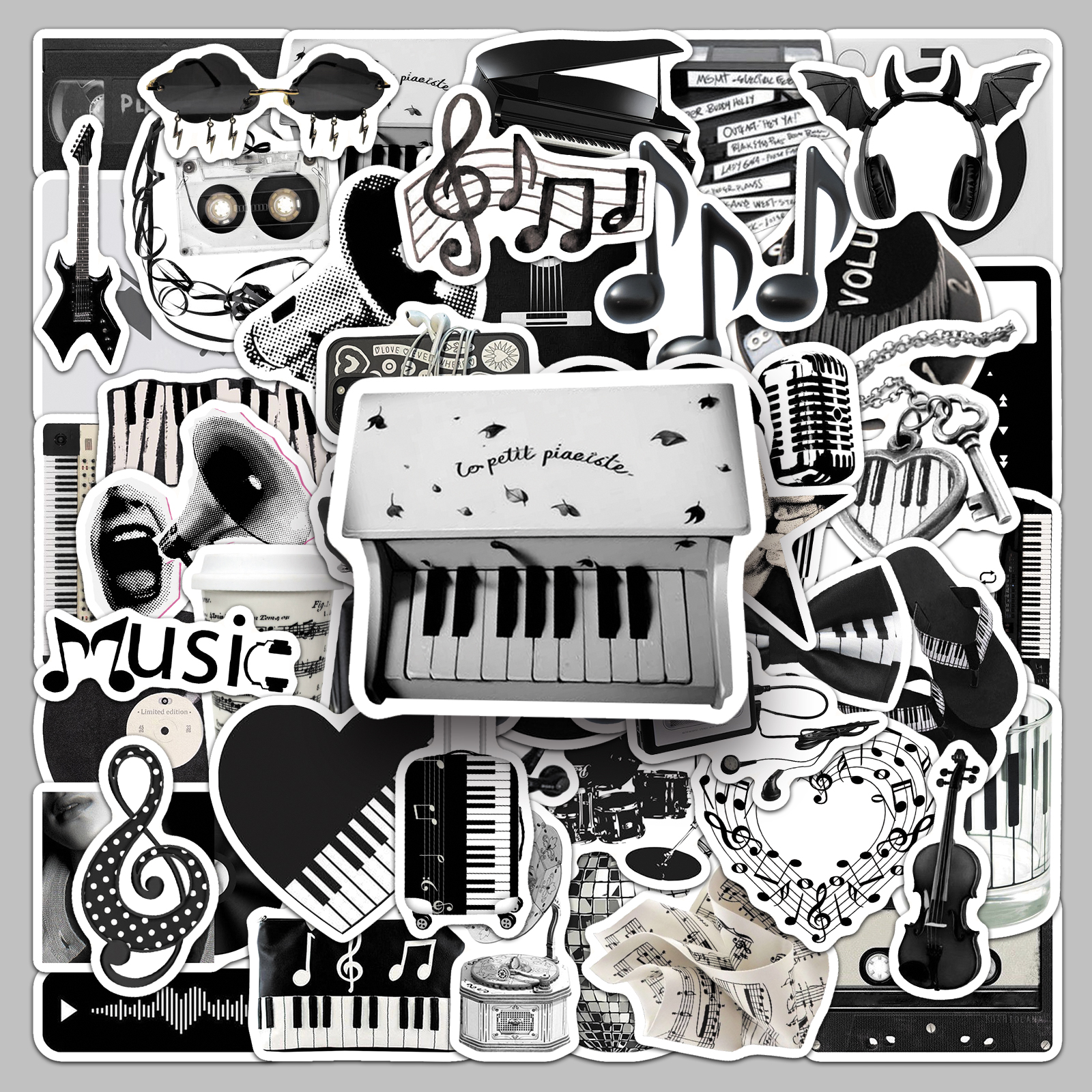 黑白音乐ins风手机壳贴纸diy装饰