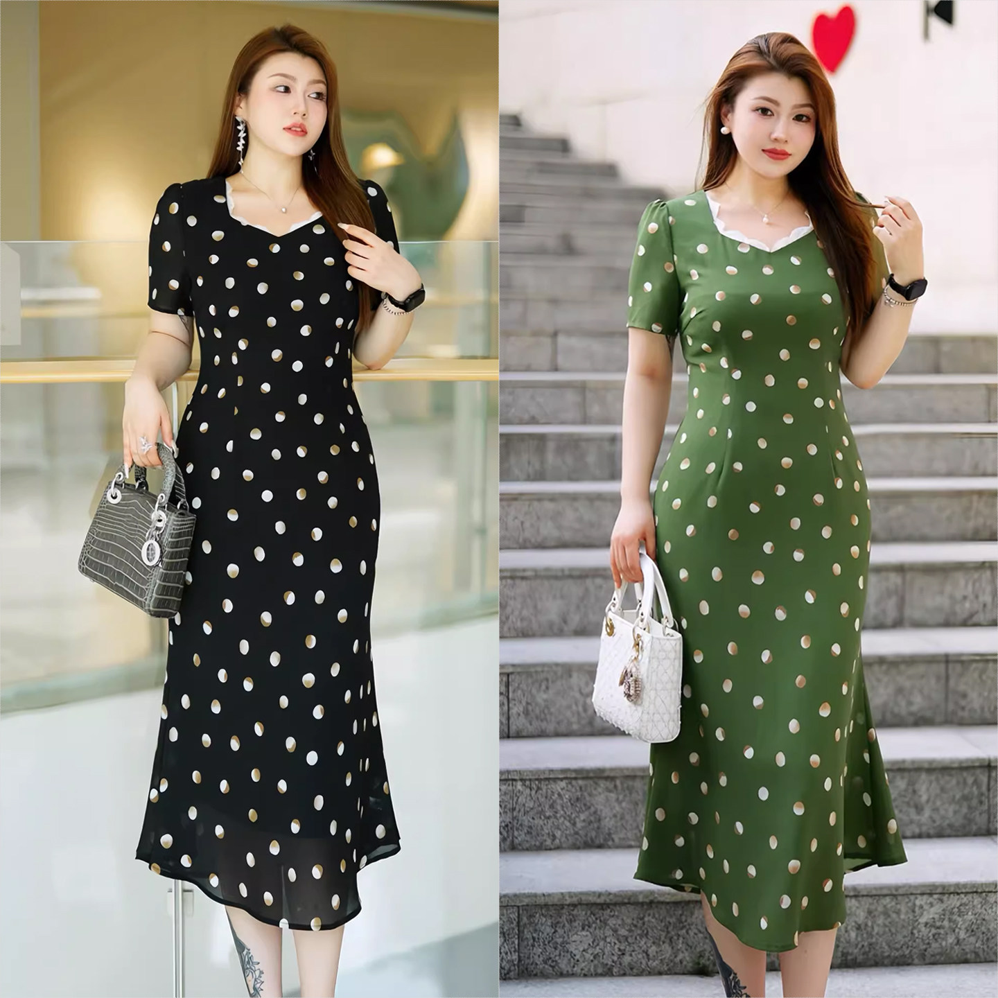 XYD71552夏季新款显白洋气凉爽波点蕾丝边拼接轻薄透气大码连衣裙,女装/女士精品,大码连衣裙,淘宝优惠券,粉丝福利购,淘宝优惠卷