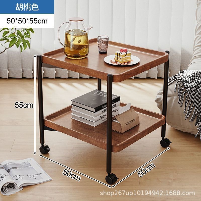 可移动小茶几小推车客厅沙发边几迷你小桌子置物架带轮Y北欧风餐